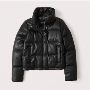 Abercrombie and Fitch Vegan Leather Puffer Jacket